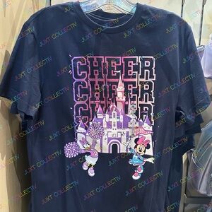 Disneyland Castle Pink Cheer Minnie Mouse Daisy Duck Cheerleader Graphic Shirt